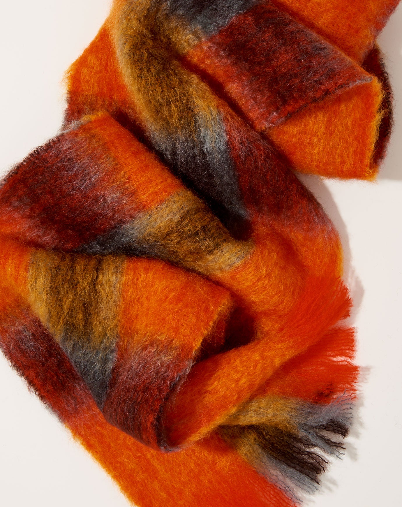 Mantas Ezcaray Mohair Tartan Scarf in Orange