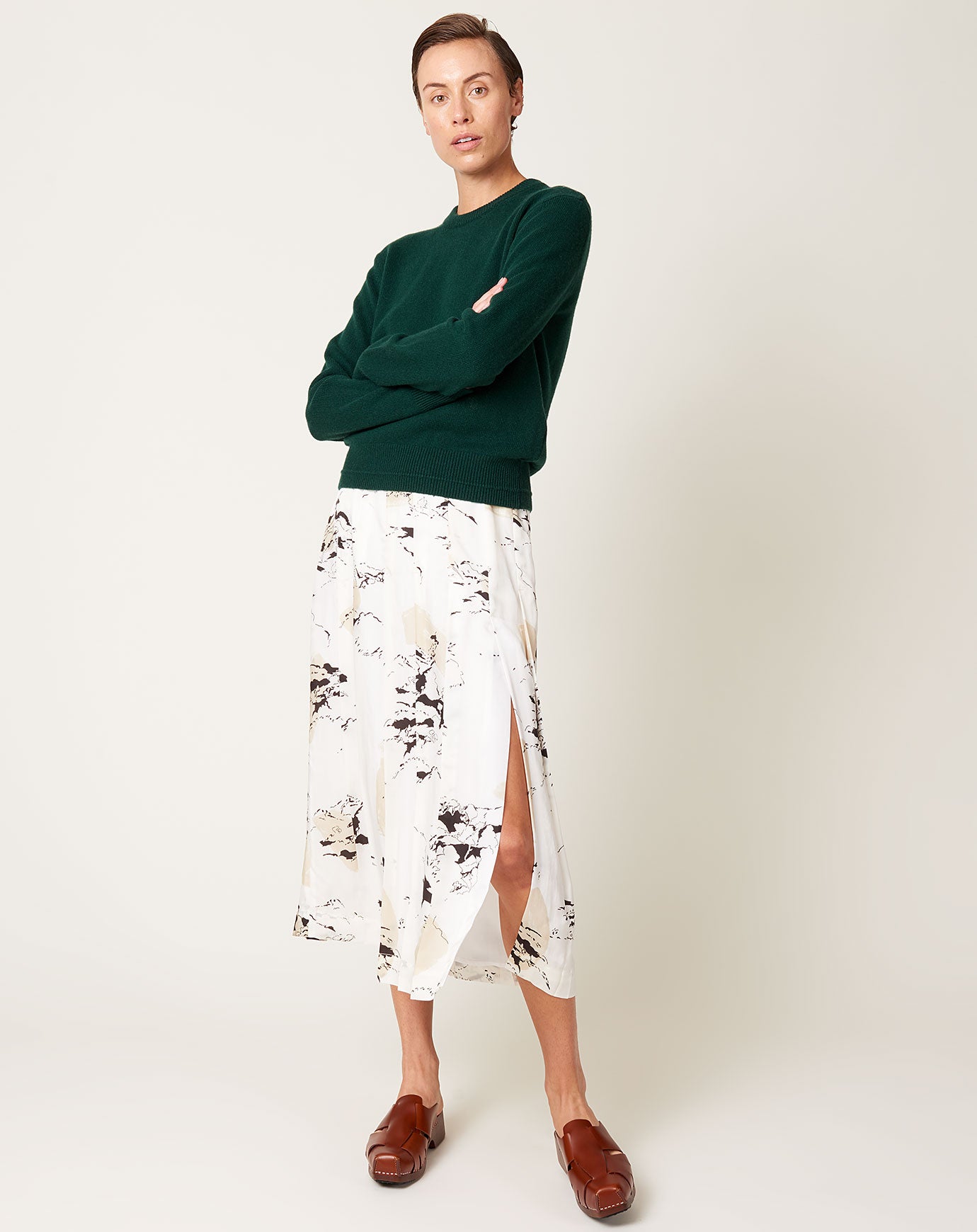 Maria McManus Box Pleat Slit Skirt in Rainforest