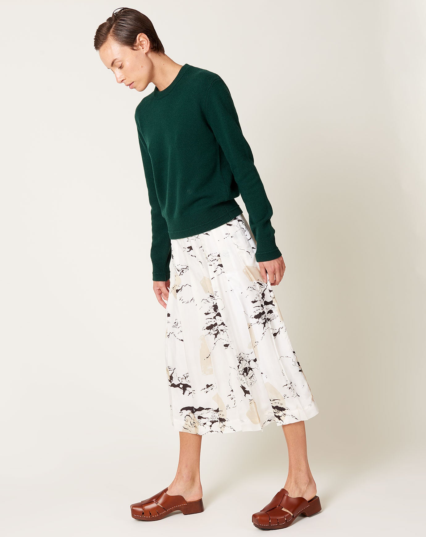 Maria McManus Box Pleat Slit Skirt in Rainforest