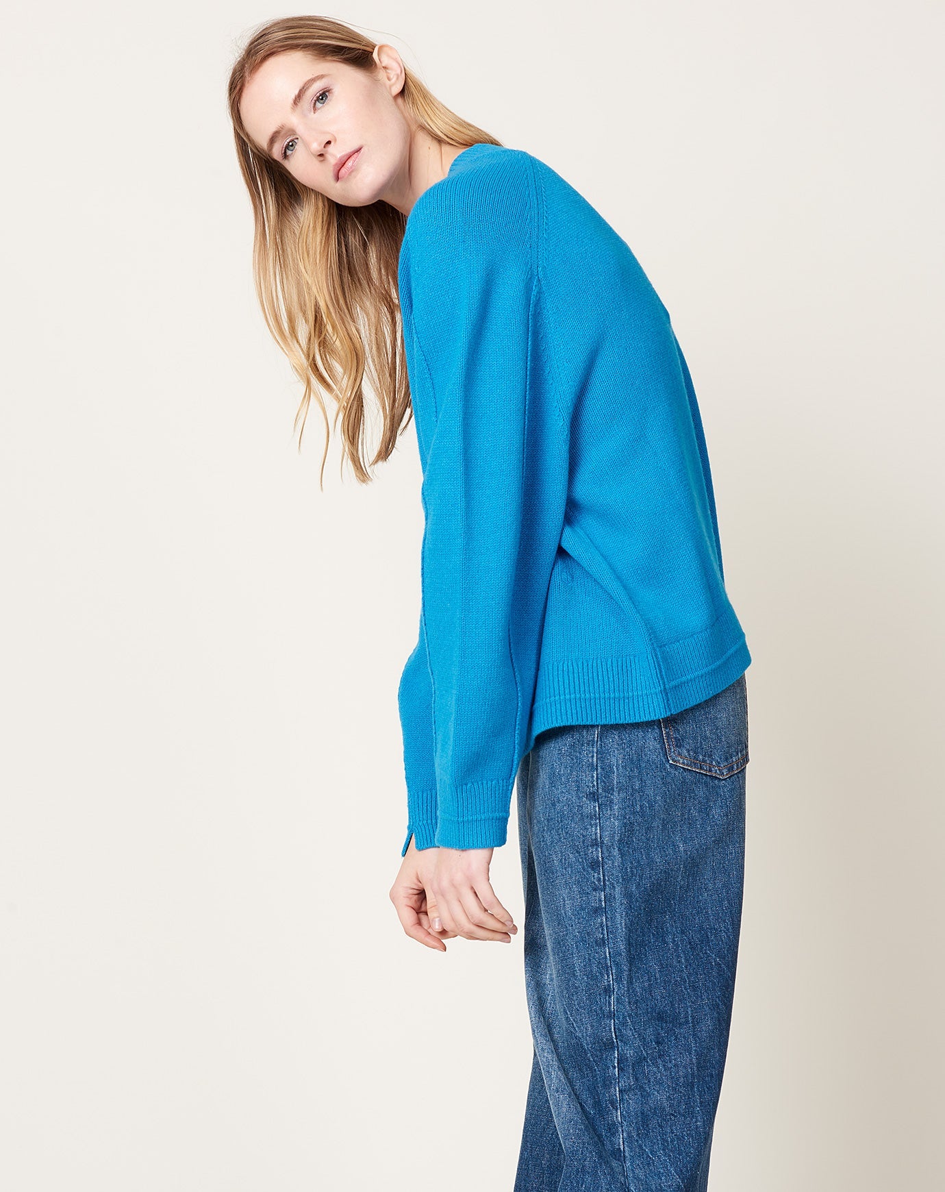 Maria McManus Cape V Neck in Cerulean Blue