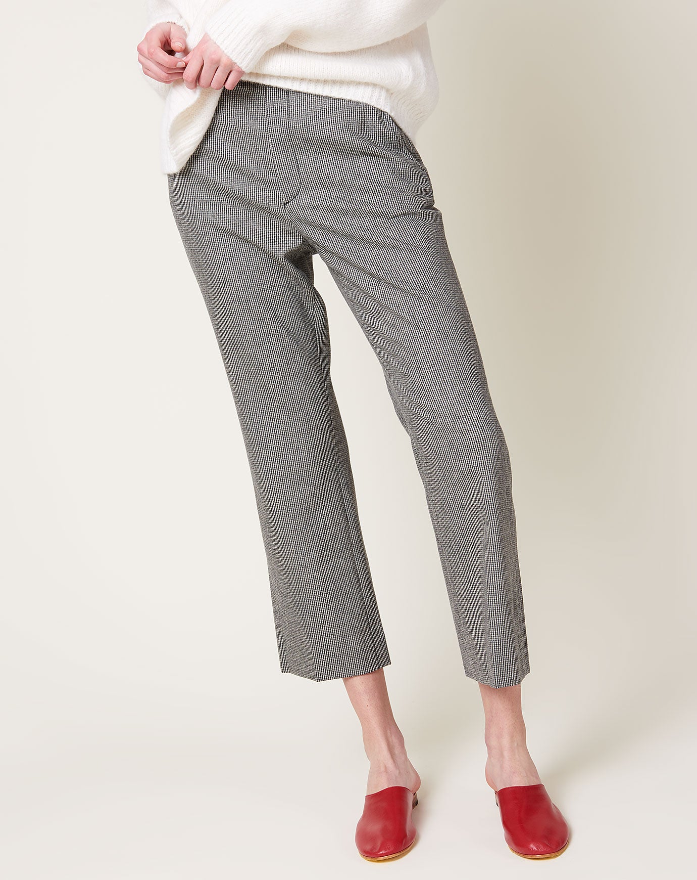 Maria McManus High Waist Crop Trouser in Black & White Houndstooth