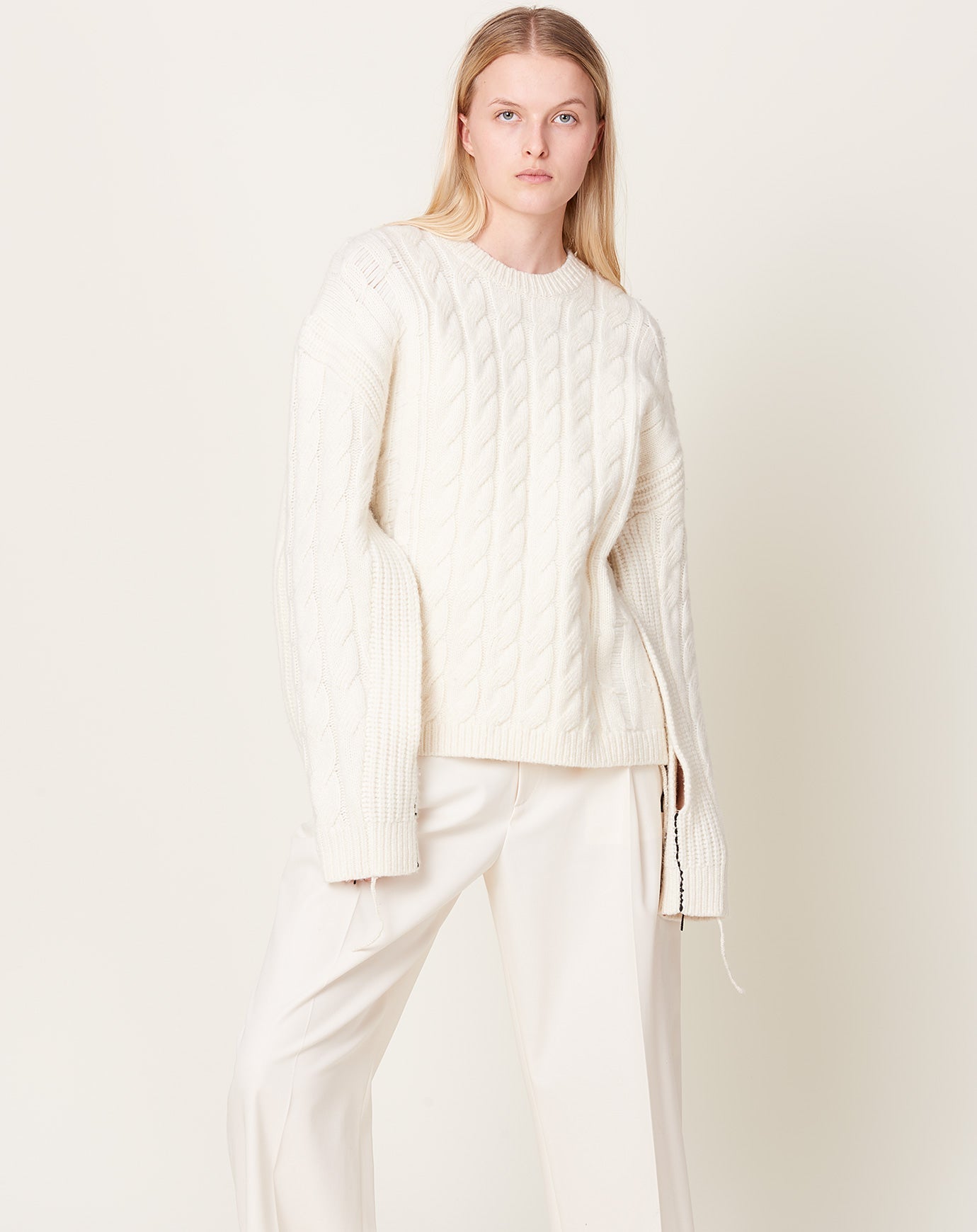 Maria McManus Oversized Aran Crew in Ivory