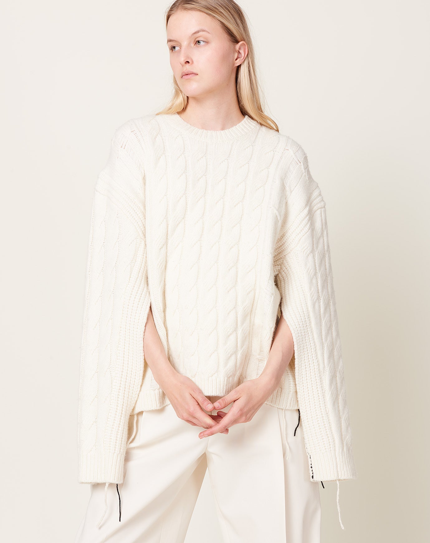 Maria McManus Oversized Aran Crew in Ivory