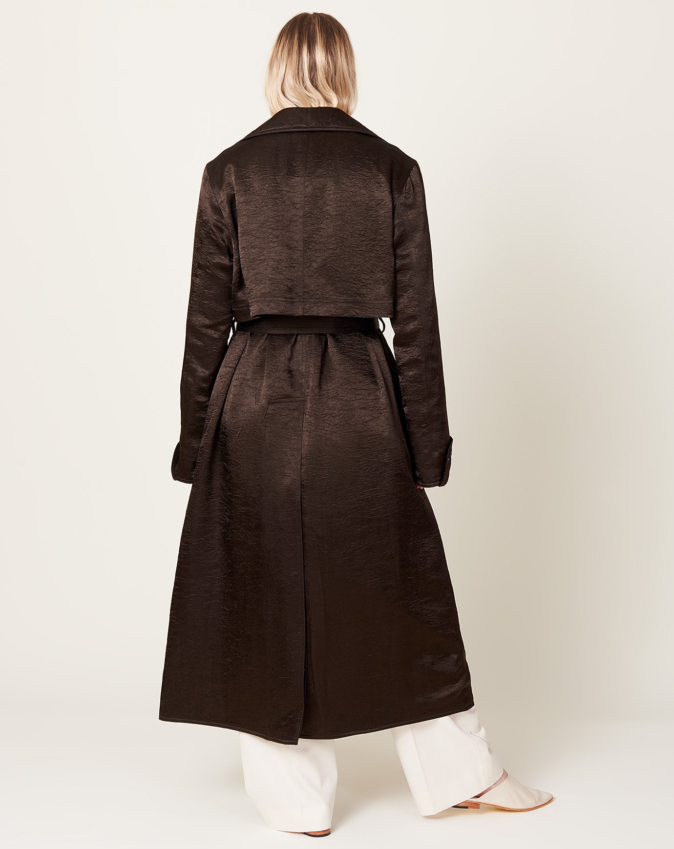 Maria McManus Quilted Trench Coat in Chocolate