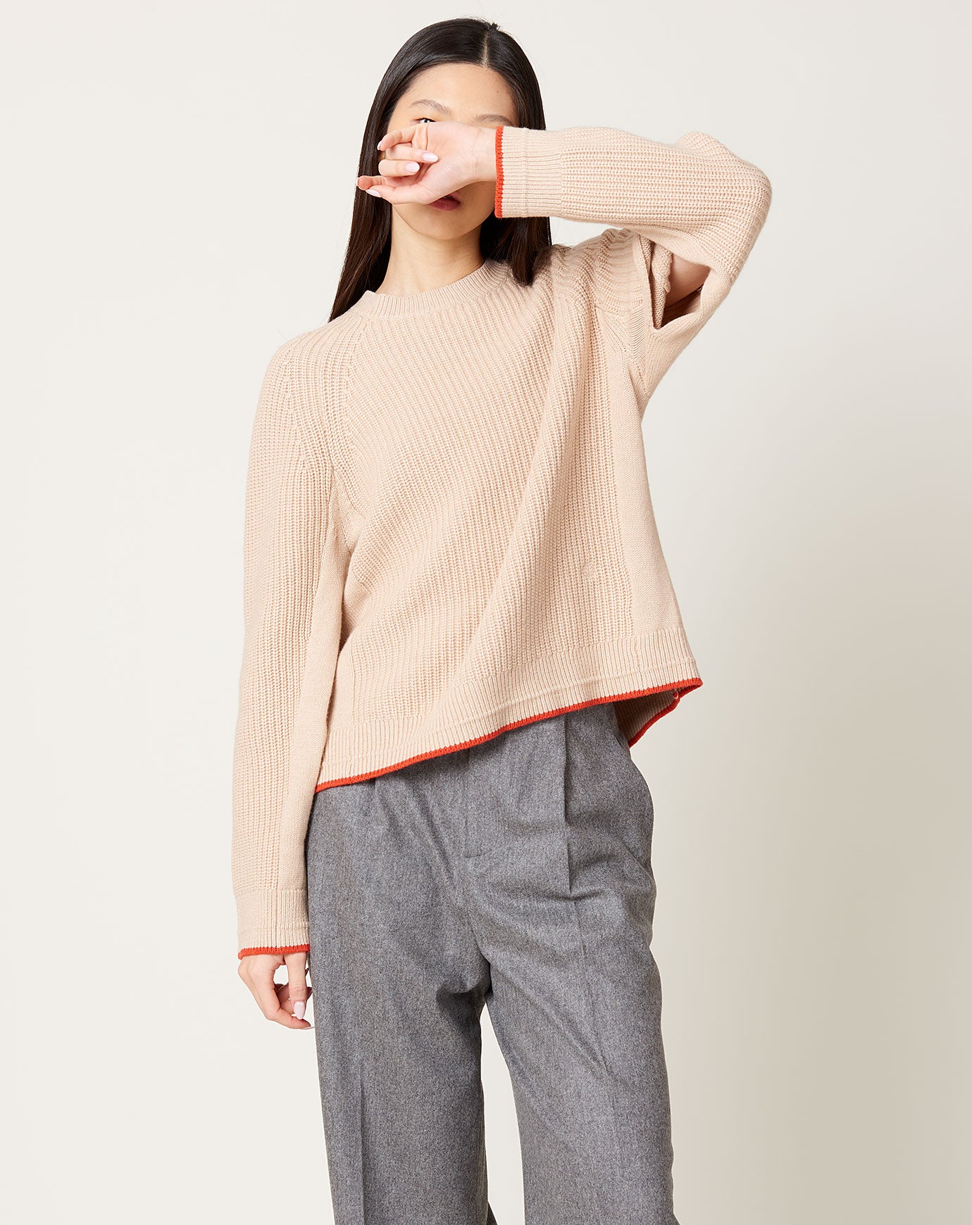 Maria McManus Tear Drop Back Crew in Blush