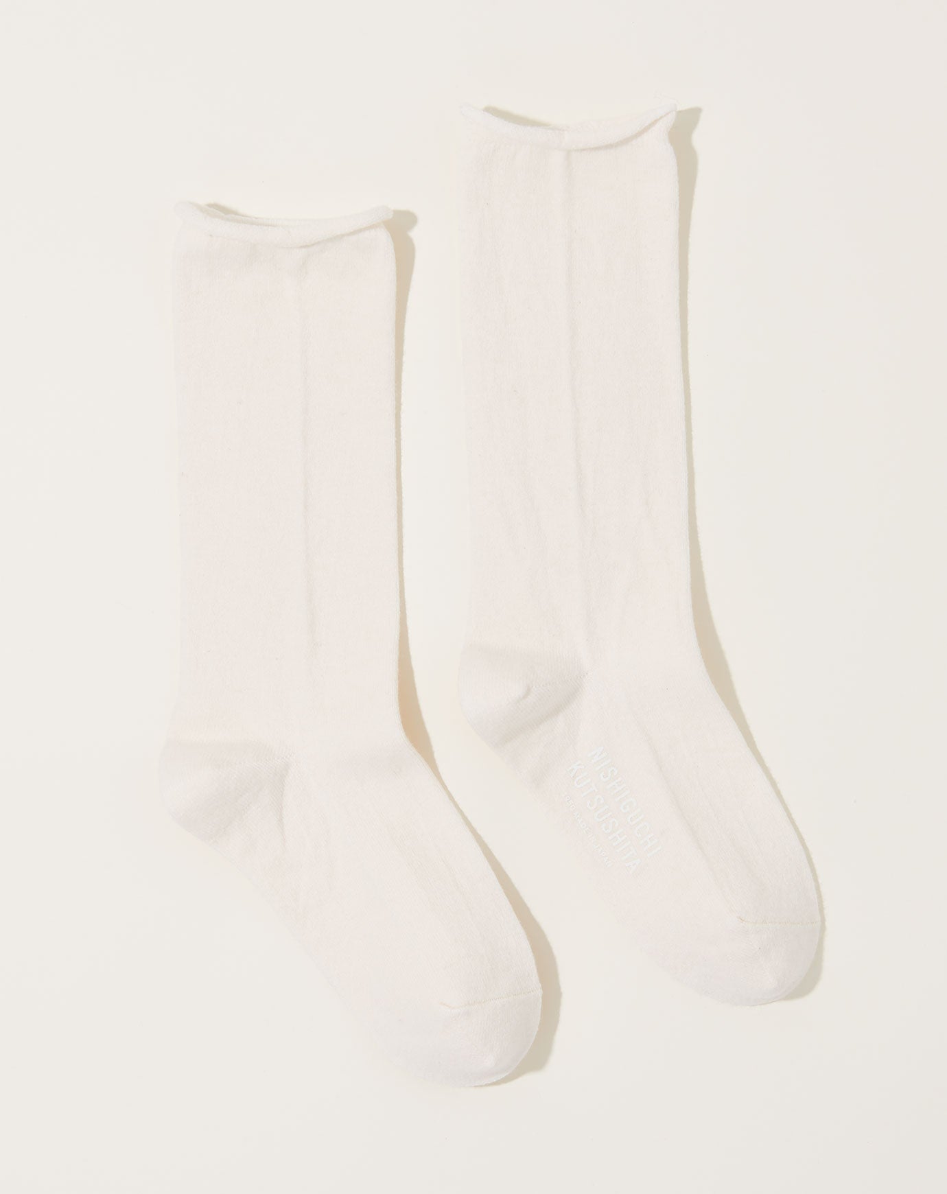 Nishiguchi Kutsushita Cashmere Cotton Socks in White