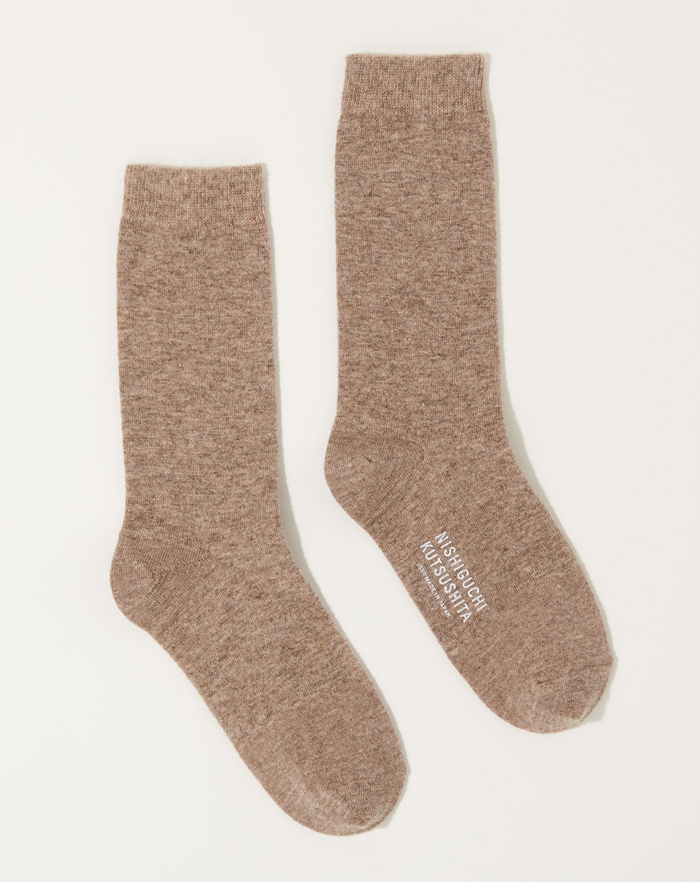 Nishiguchi Kutsushita Cashmere Wool Socks in Beige