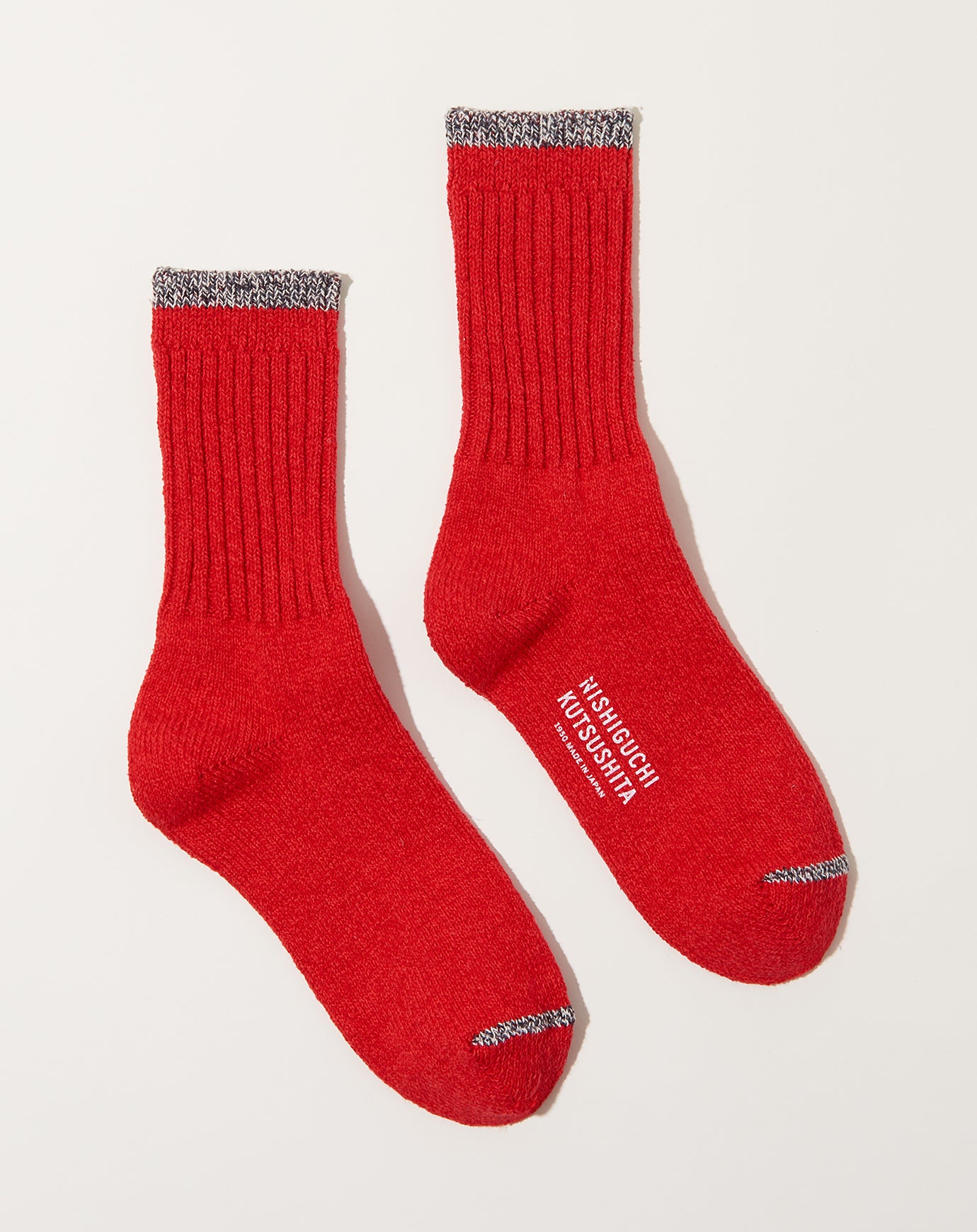 Nishiguchi Kutsushita Silk Cotton Socks in Red