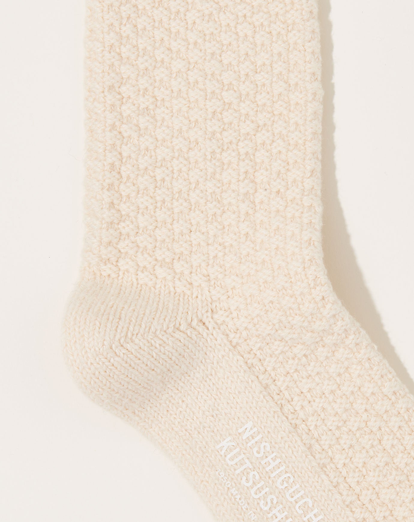 Nishiguchi Kutsushita Wool Cotton Boot Socks in Ivory