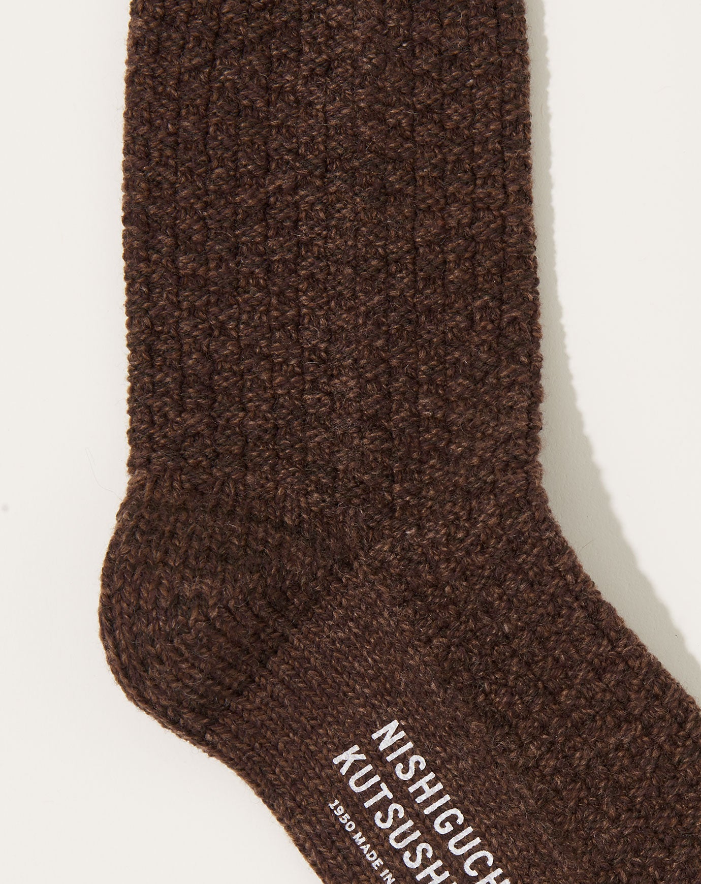 Nishiguchi Kutsushita Wool Cotton Boot Socks in Mocha Brown