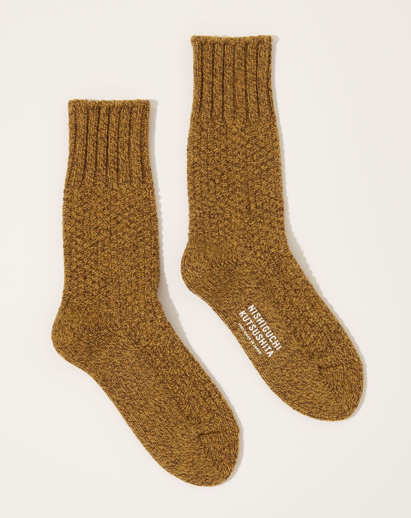 Nishiguchi Kutsushita Wool Cotton Boot Socks in Mustard