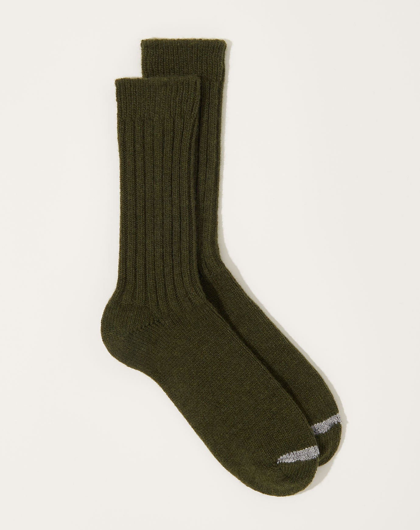 Nishiguchi Kutsushita Wool Ribbed Socks in Khaki