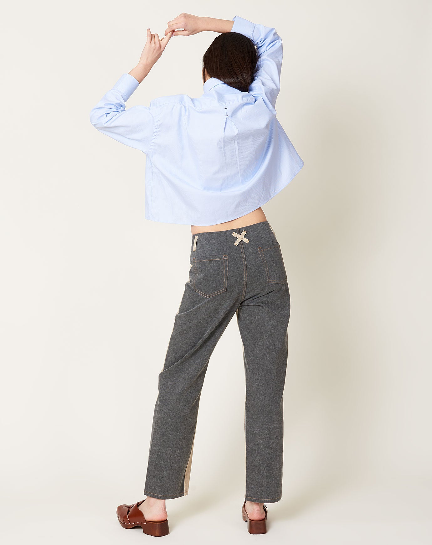 No. 6 Agatha Pant in Bone & Smoke Denim