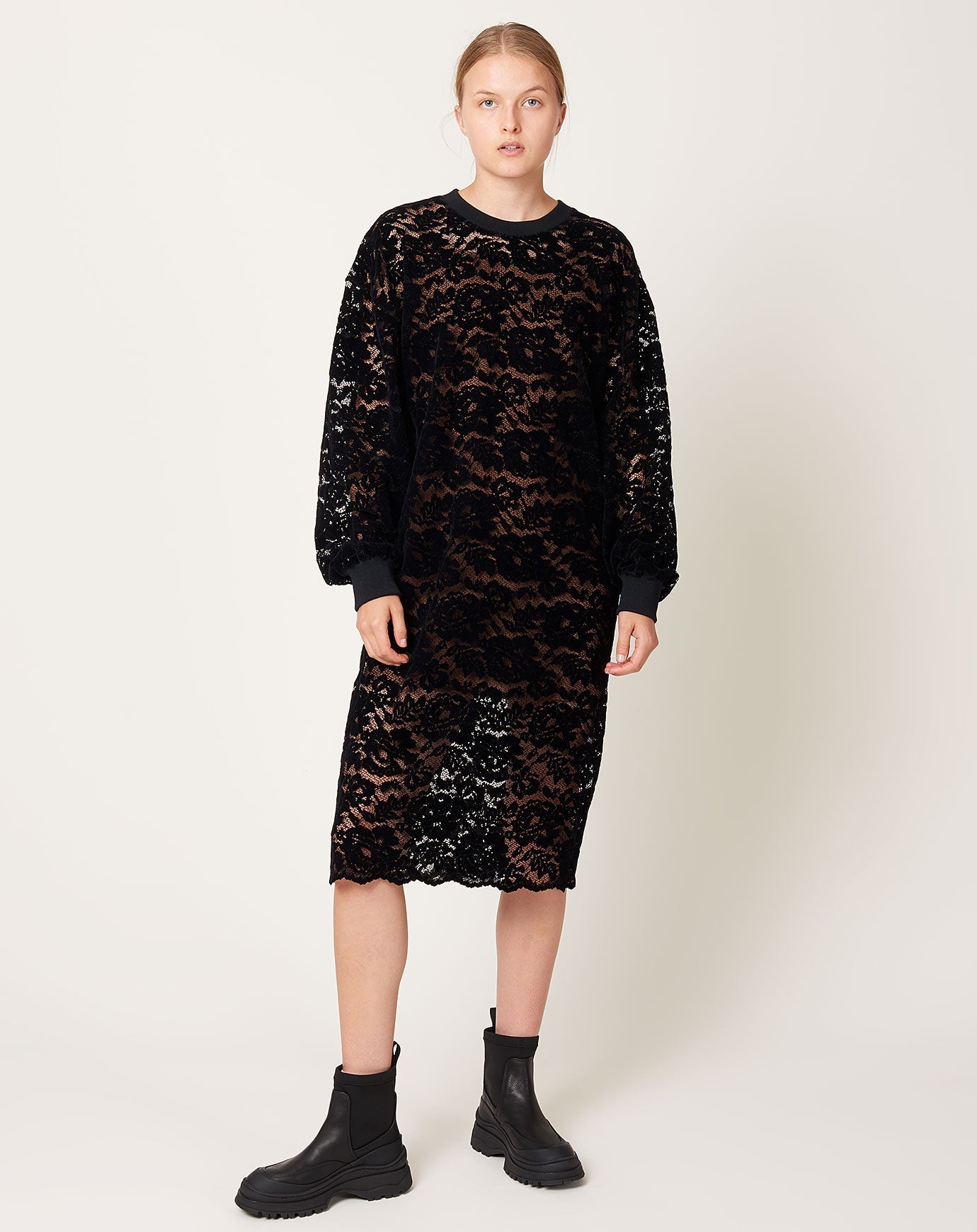 Rachel Comey Britta Dress in Black Flock Lace