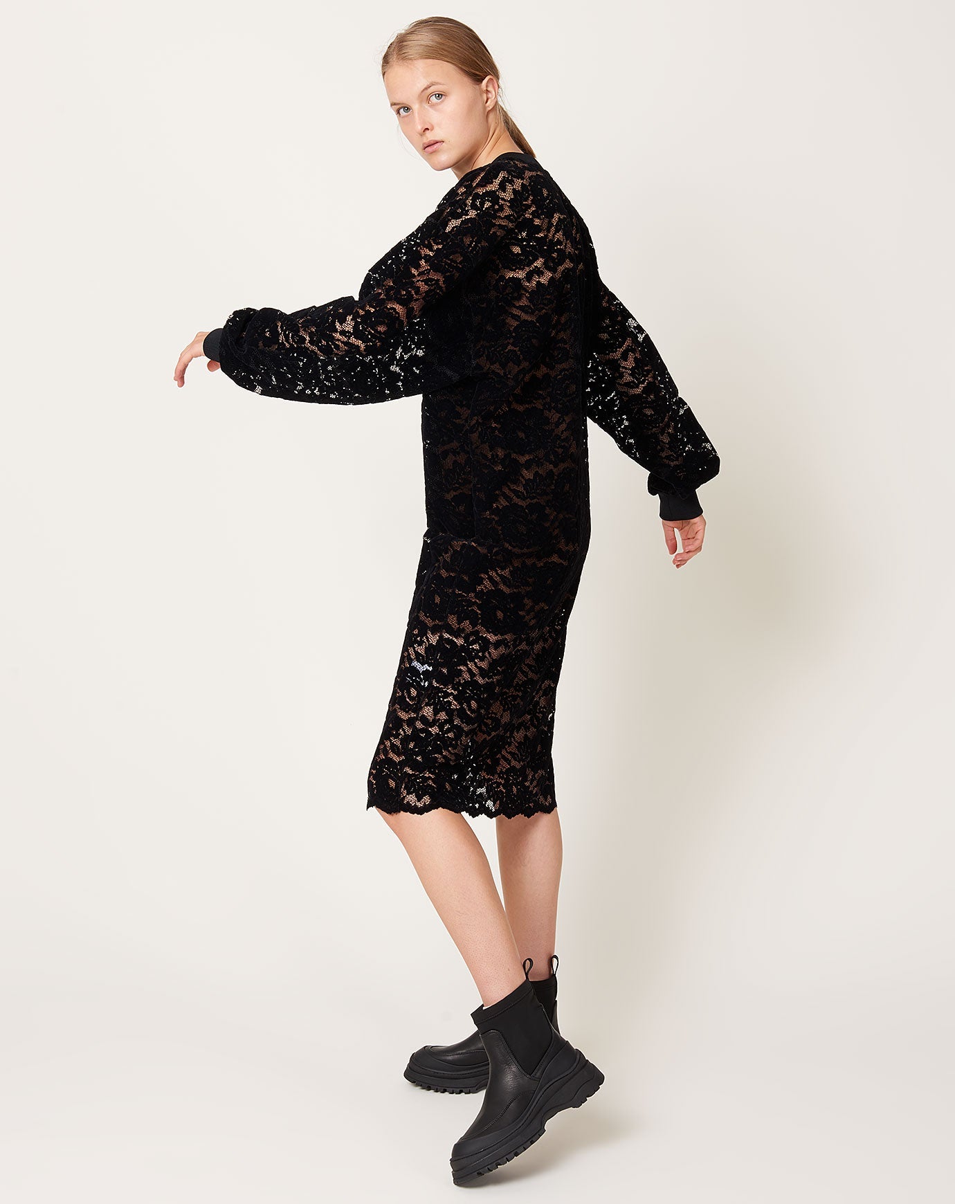 Rachel Comey Britta Dress in Black Flock Lace