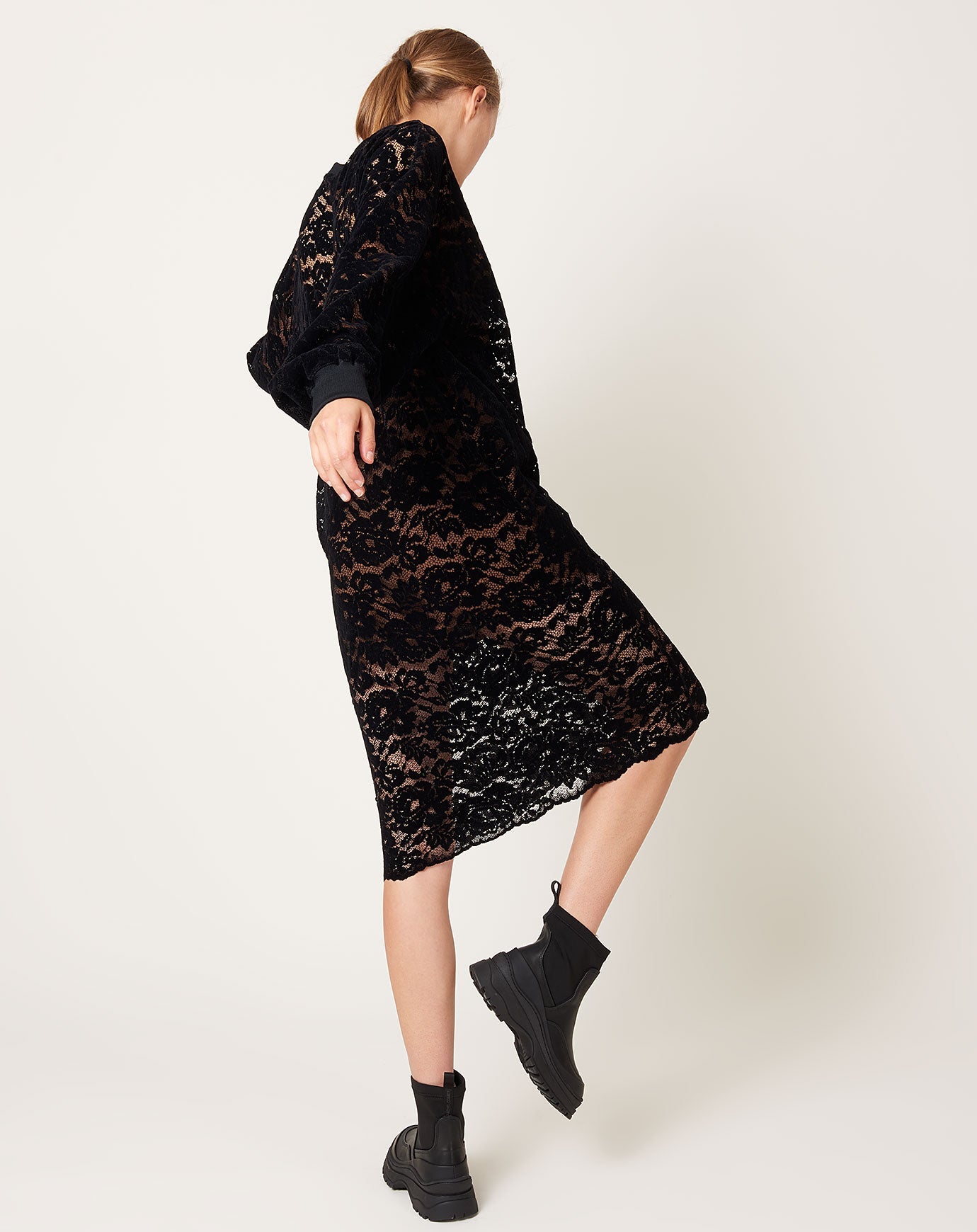 Rachel Comey Britta Dress in Black Flock Lace