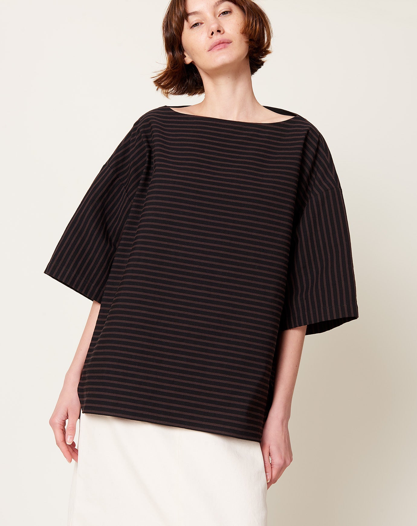 Rachel Comey Ode Top in Black Stripe Canvas