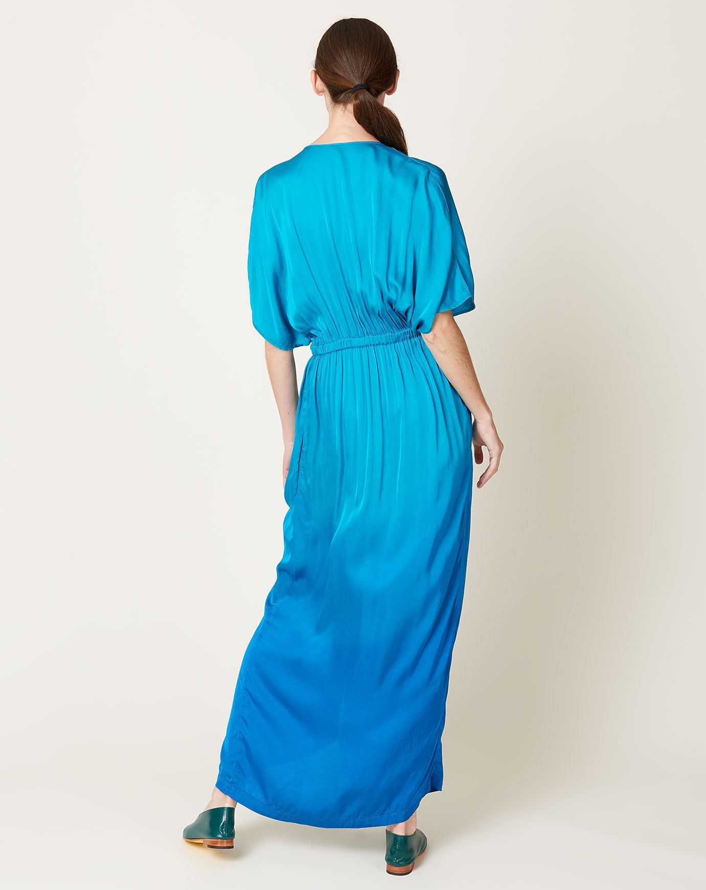 Raquel Allegra Diane Dress in Aqua Dip Dye