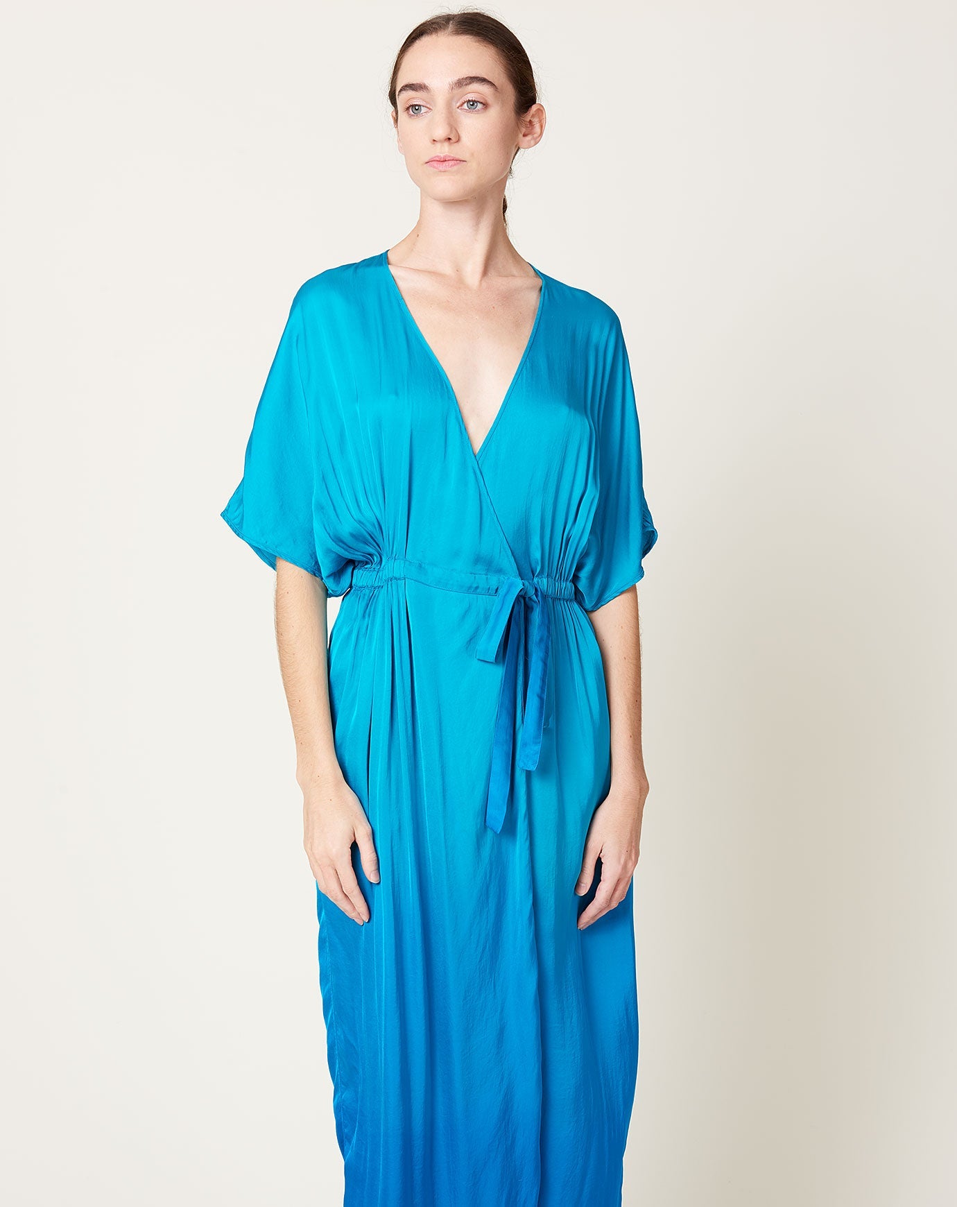 Raquel Allegra Diane Dress in Aqua Dip Dye