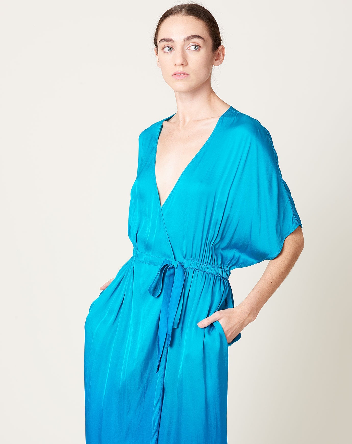 Raquel Allegra Diane Dress in Aqua Dip Dye