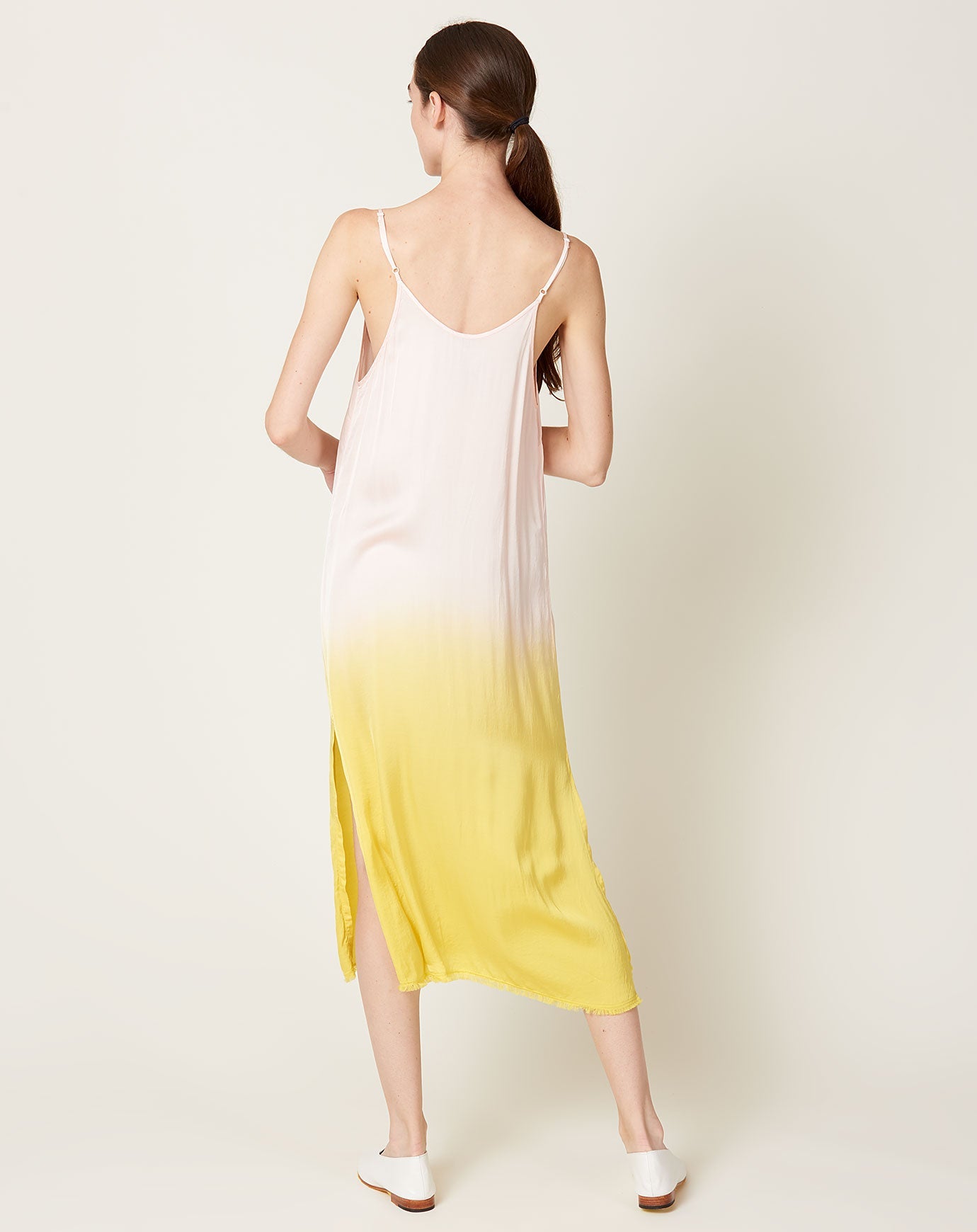 Raquel Allegra Slip Dress in Pale Rose Dip Dye