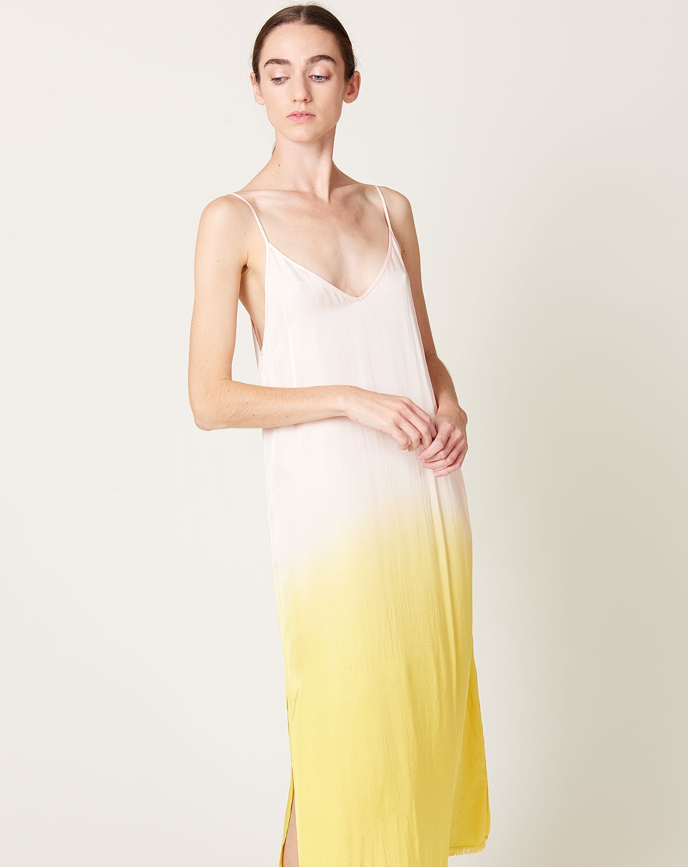 Raquel Allegra Slip Dress in Pale Rose Dip Dye