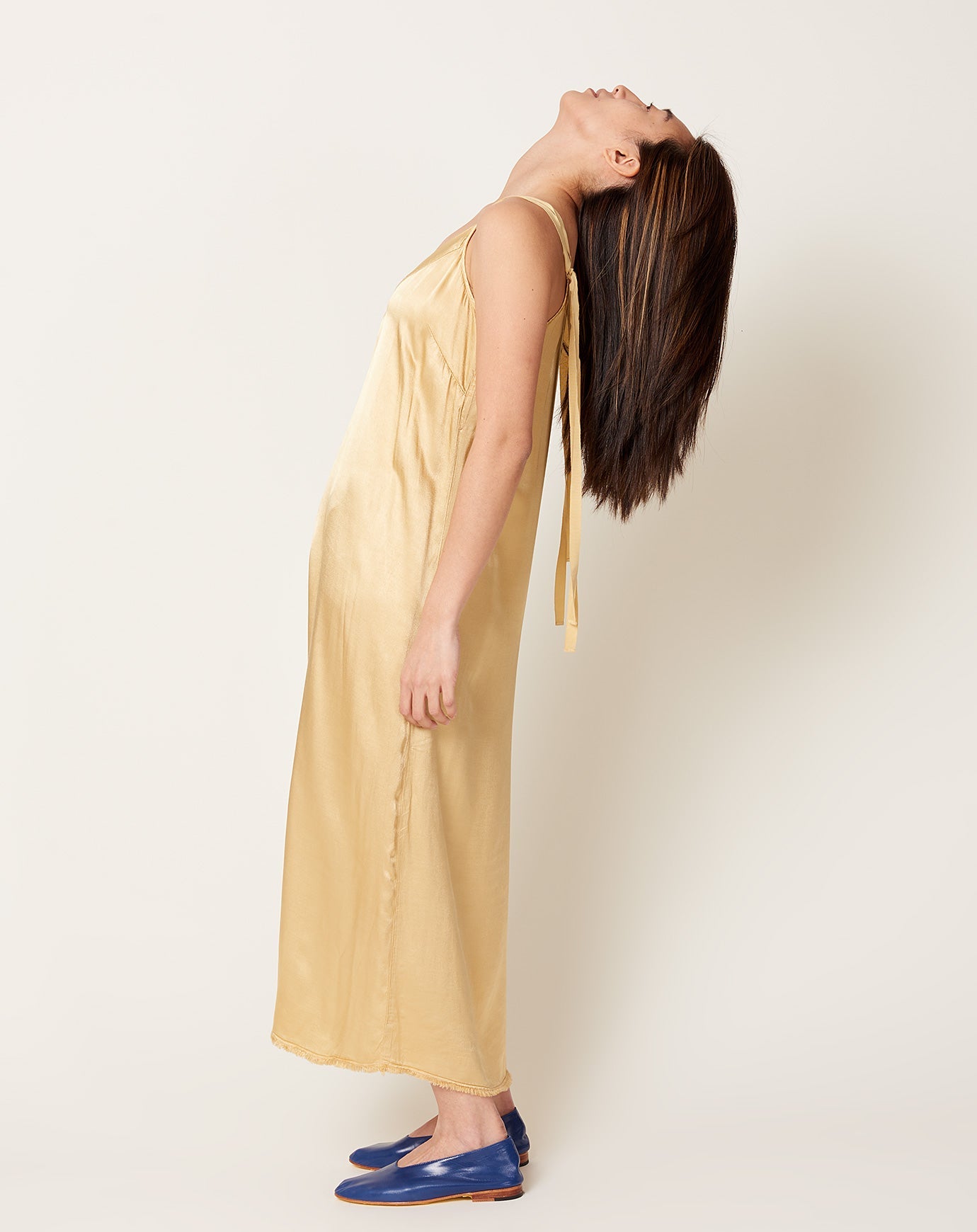 Raquel Allegra Mino Slip Dress in Butter