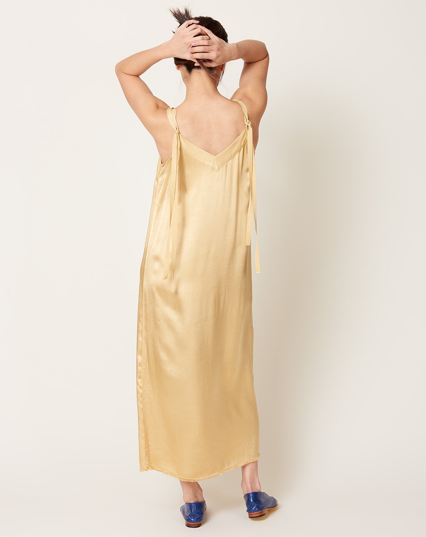 Raquel Allegra Mino Slip Dress in Butter