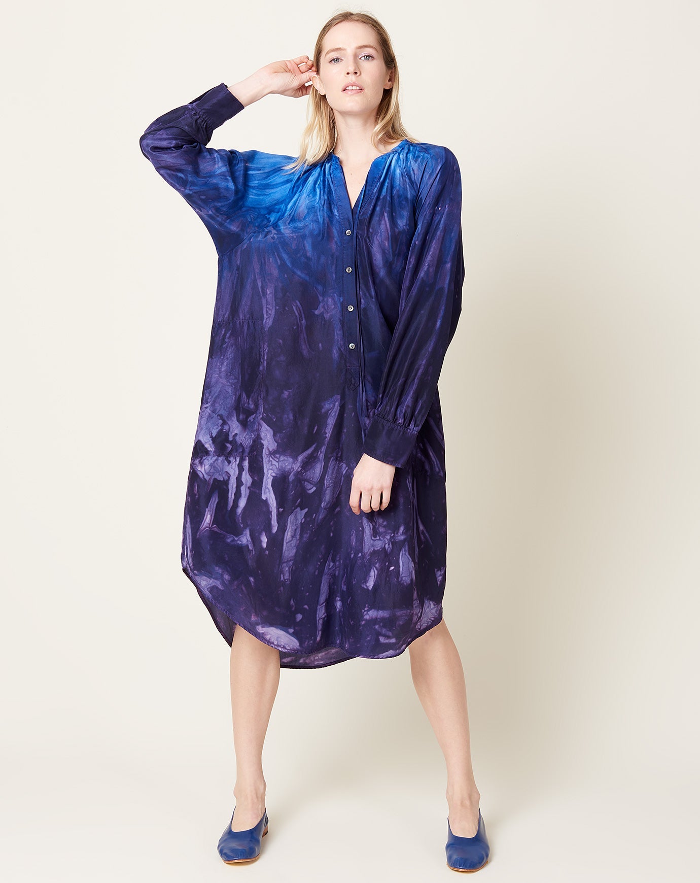 Raquel Allegra Poet Dress in Midnight