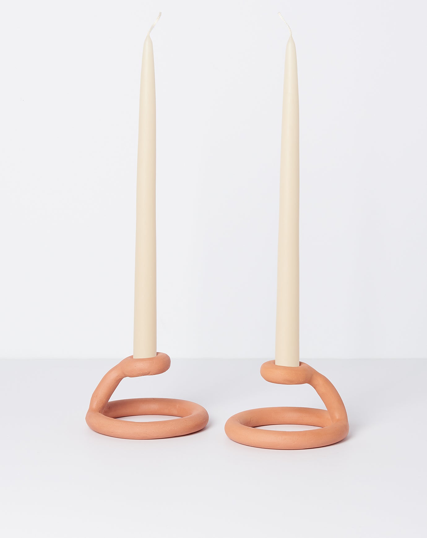 The Floral Society Pair of 12" Taper Candles in Parchment