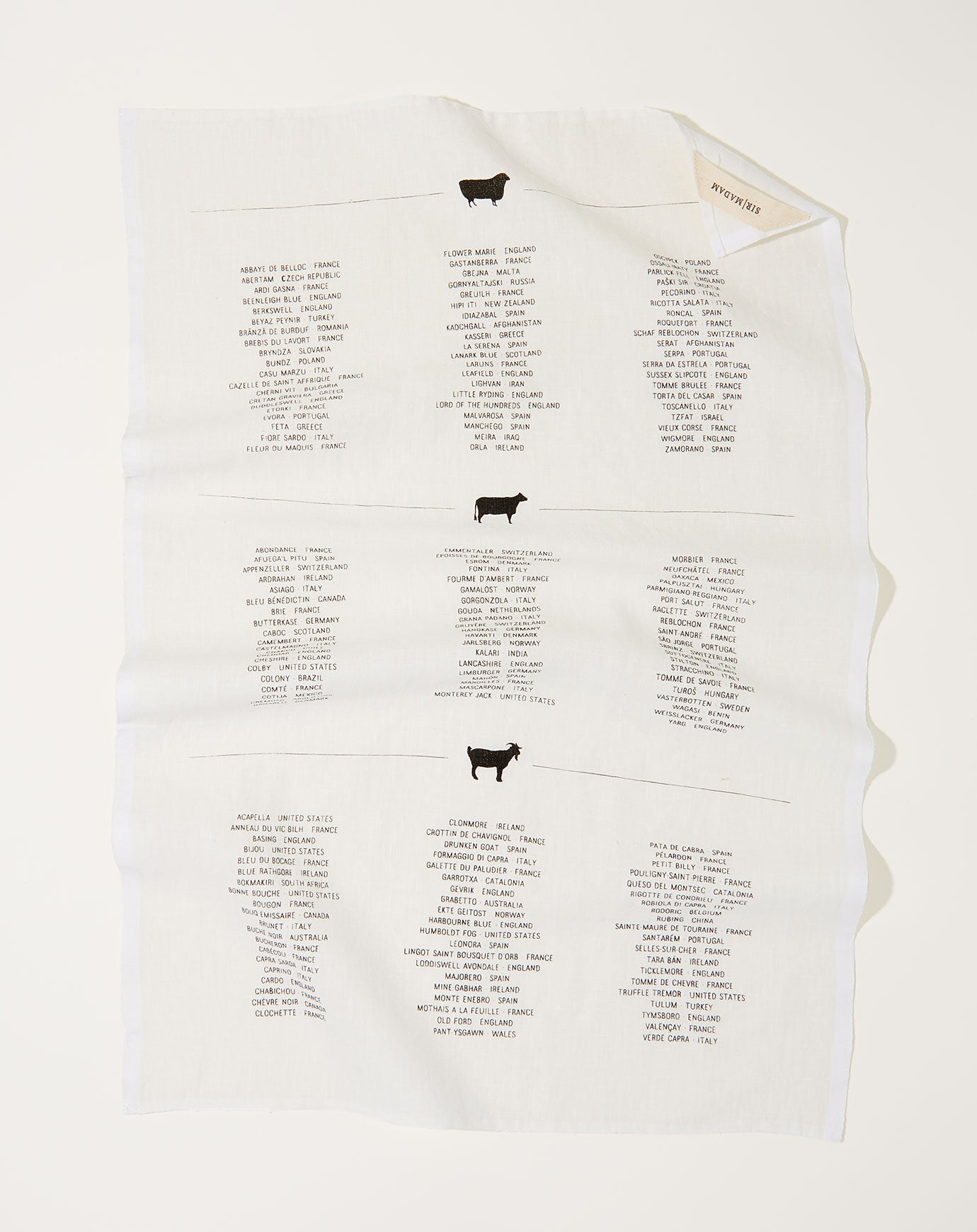 Sir Madam Cheese List Tea Towel