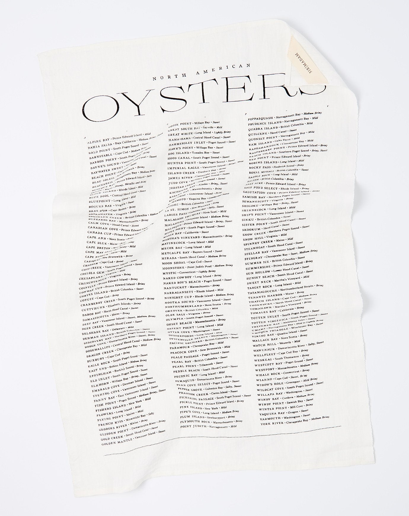 Sir Madam Oyster List Tea Towel