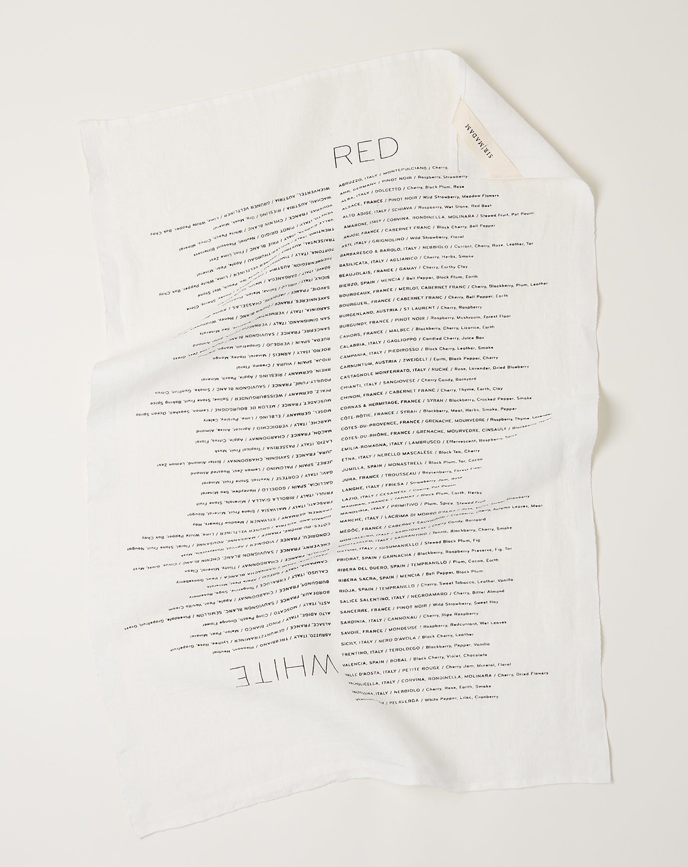 Sir Madam Wine List Tea Towel