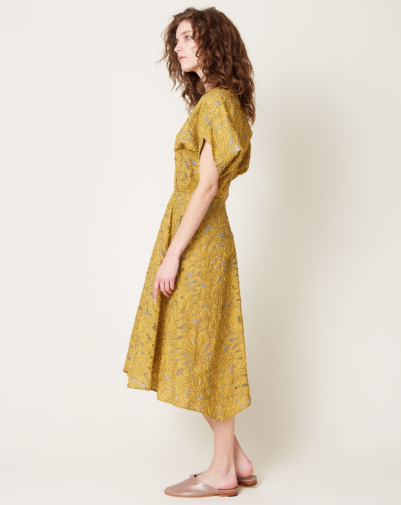 Zero + Maria Cornejo Aki Wave Dress in Canary Damask Lace