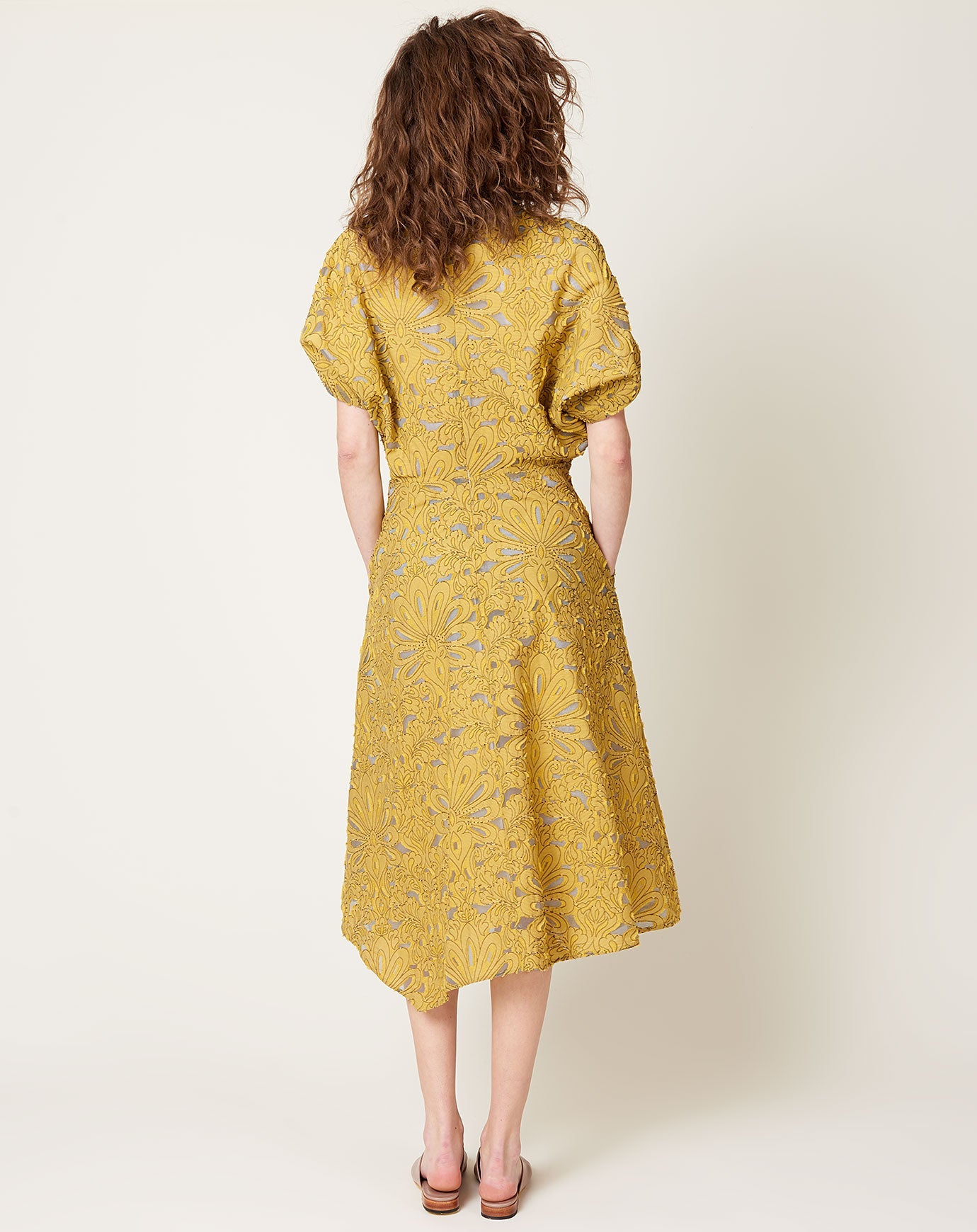 Zero + Maria Cornejo Aki Wave Dress in Canary Damask Lace