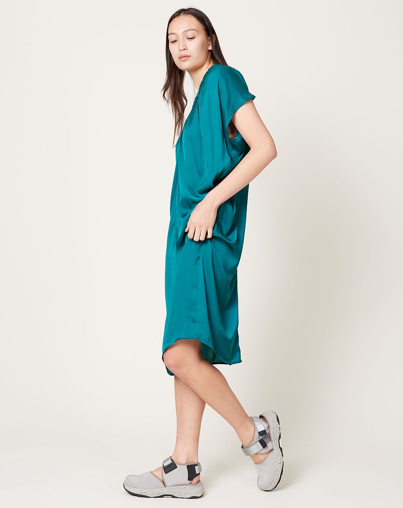 Zero + Maria Cornejo Ruched Tilly Dress in Deep Teal