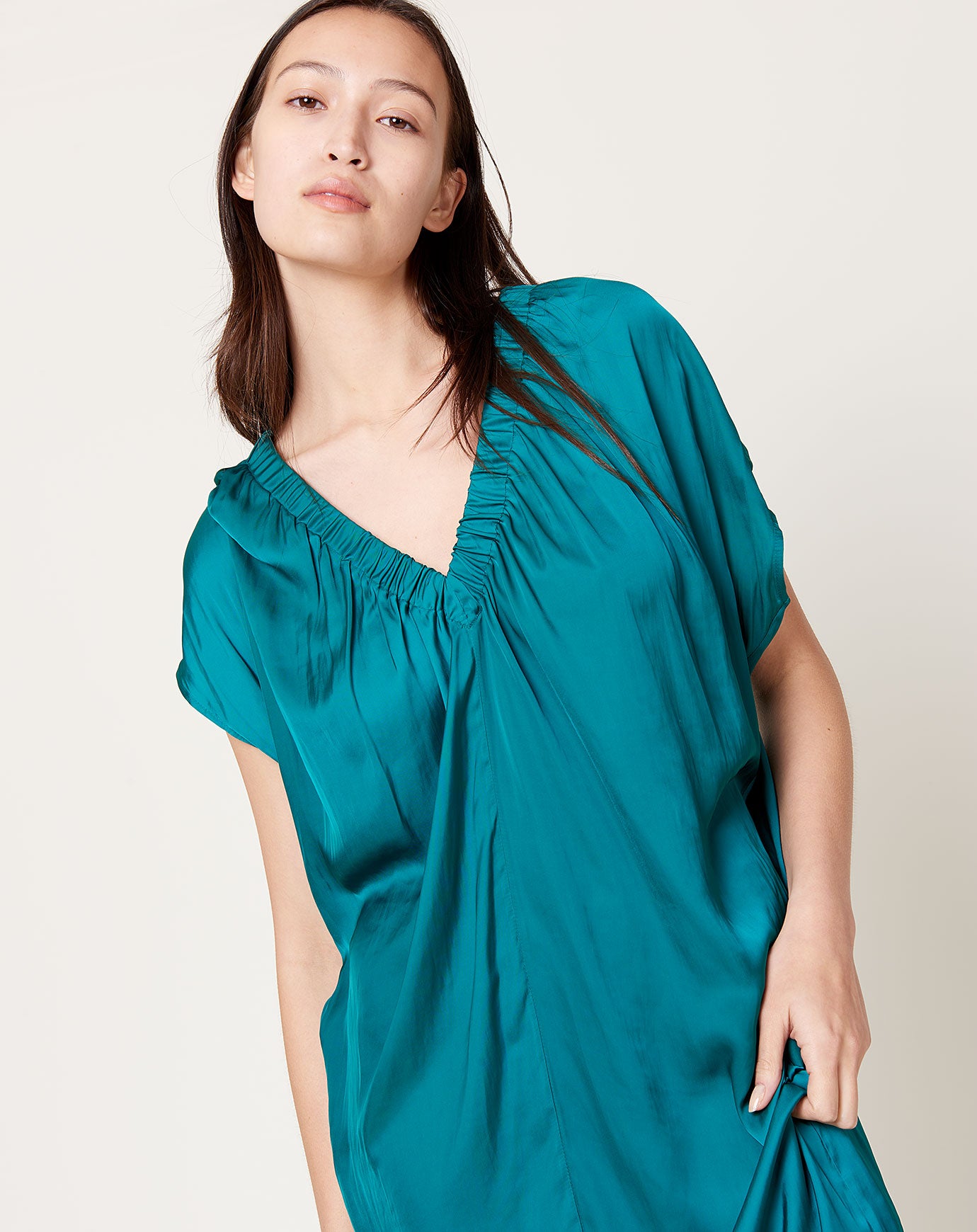 Zero + Maria Cornejo Ruched Tilly Dress in Deep Teal