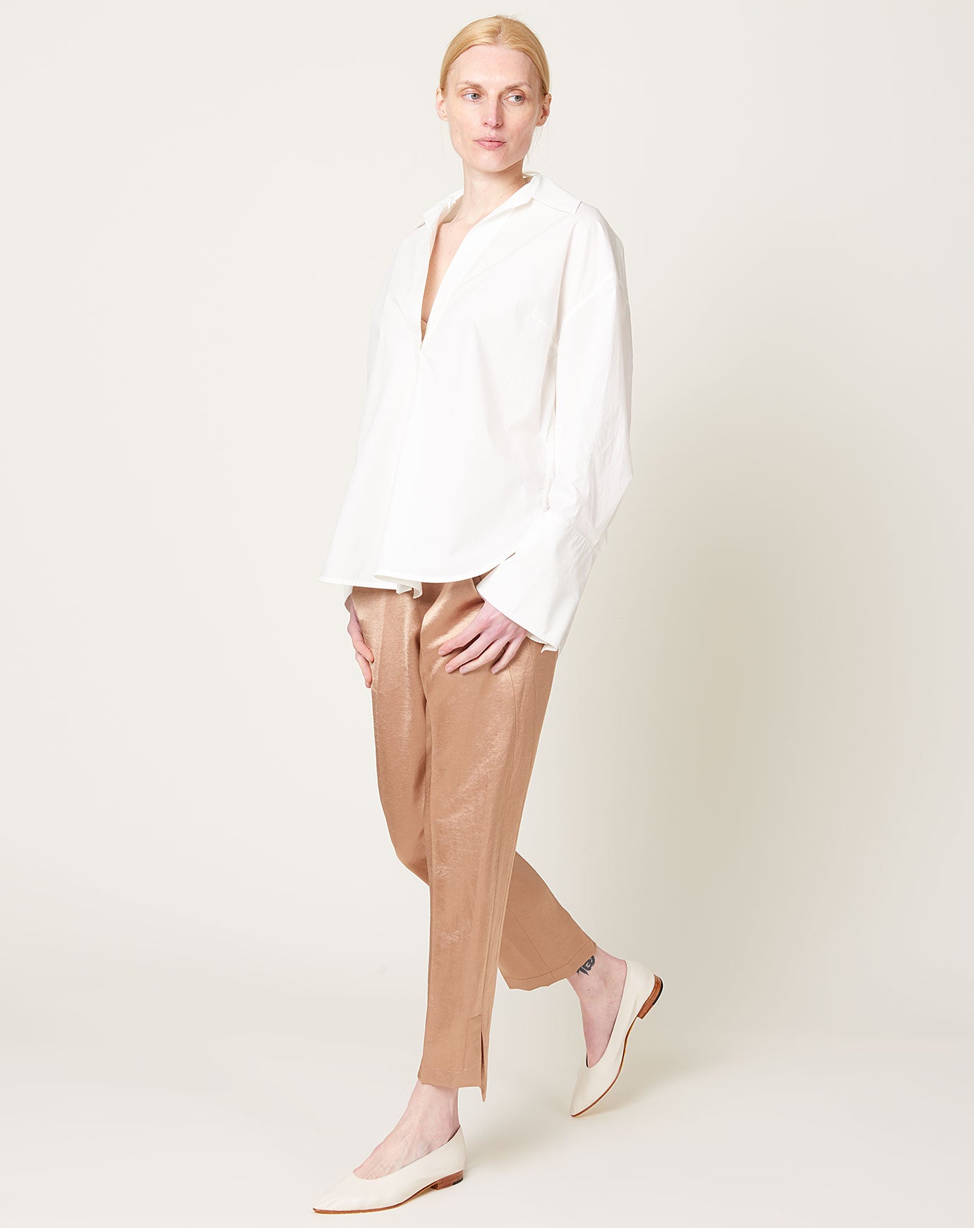 Zero + Maria Cornejo Slim Elli Pant in Gold Doppio